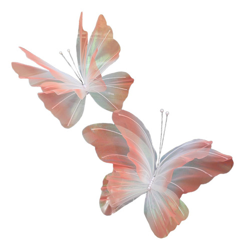 2 Uds Decoración De Mariposas Artificiales Mariposa Rosa