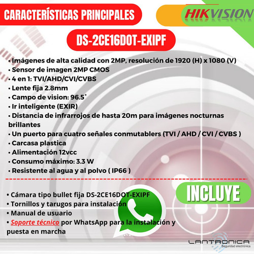 Imagen 2 de 9 de Camara Seguridad Hikvision 2mp Full Hd 1080p Exterior 2.8mm