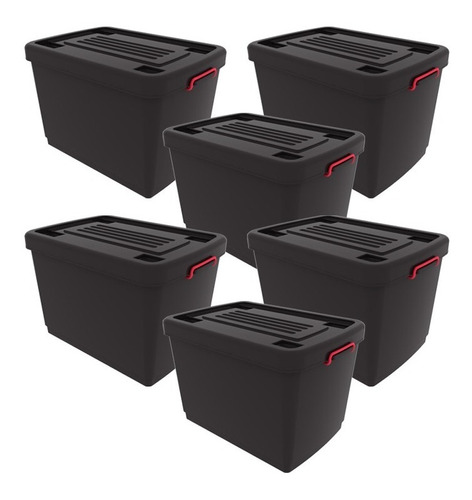 Caja Organizadora Plástica Apilable Heavy Box X6 Unidades