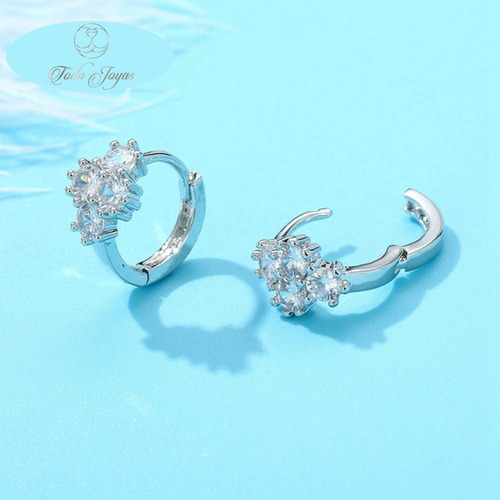 C Aros Flor Circones Baño Plata / Todojoyas