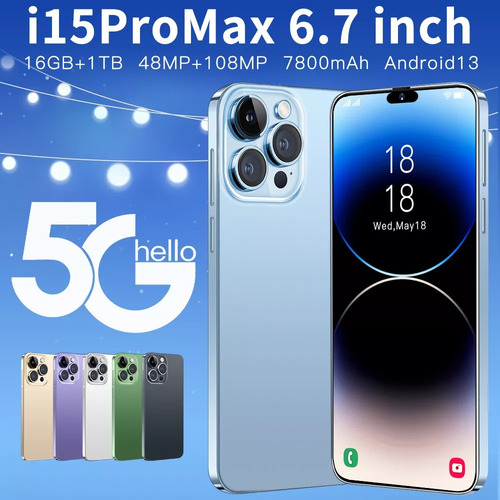P Teléfono Inteligente Android Barato I15 Promax 16 Gb+1 Tb