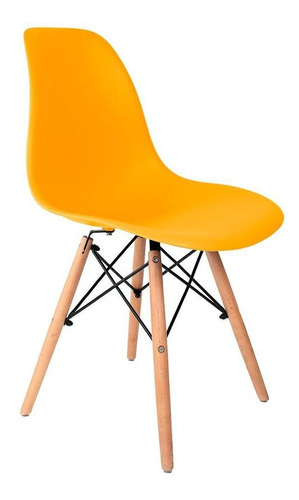 Cadeira Charles Eames Wood Design Eiffel Amarela
