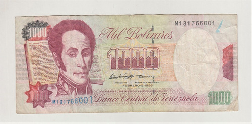 Billete Venezuela 1000 Bolívares 1998 Usado (c85)