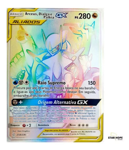 30 Cartas Pokemon Gx/ V + Carta Arceus Dialga Palkia Aliados