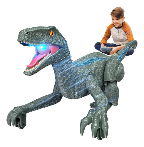 Robot Dinosaurio, Rc, Recargable Con Luces Y Sonido