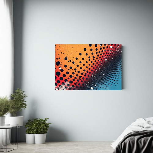 40x30cm Cuadro Composición De Puntos En Tonos Vibrantes