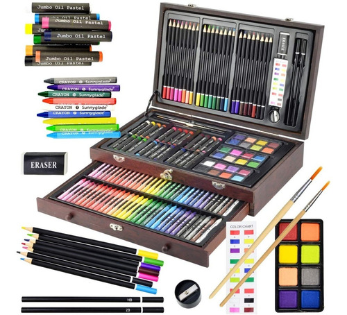  Kit De Dibujo Con 145 Piezas De Arte De Lujo,caja De Madera