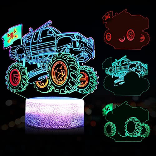 Lámpara Led 3d De Luz Nocturna Monster Truck 7 Colores Cambi