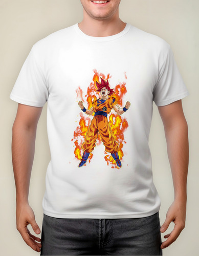 Playera Goku Super Poder Energia Llamas