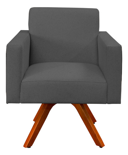 Poltrona Decorativa Giratória Helô Linho Chumbo Corano Preto