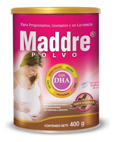 Vitamina Prenatal Maddre Dha Hersil Sabor Chocolate 400 Grs