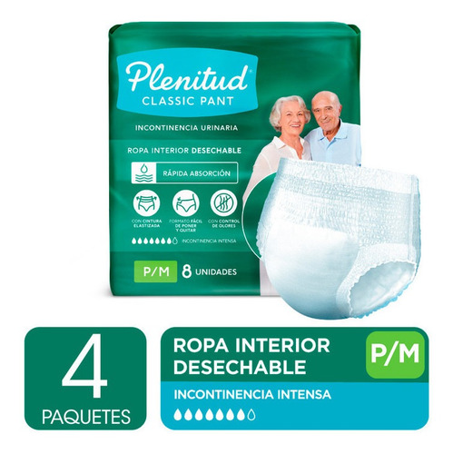 Plenitud Ropa Interior Para Adultos Classic Pant X 8 Pack X4