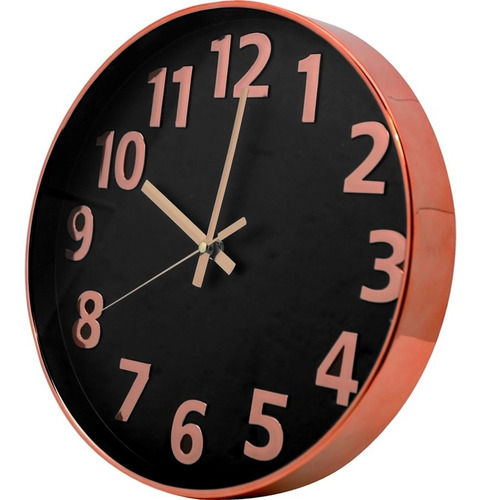 Relógio De Parede Bronze 30 Cm Grande Sem Som - Yazi