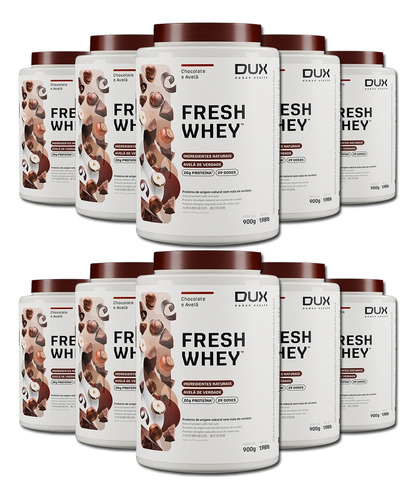 10 Unidades - Whey Protein Alta Qualidade Fresh Dux 900g