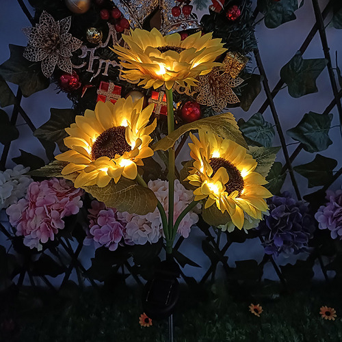 Luces Solares En Forma De L Con Forma De Girasol, Jardín, Pa