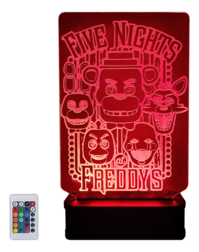 Lámpara Acrilico Led Rgb Five Nights At Freddy's + Poster