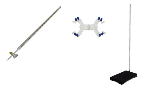 Kit Material Laboratorio Bureta 100 Ml Soporte Y Agarradera