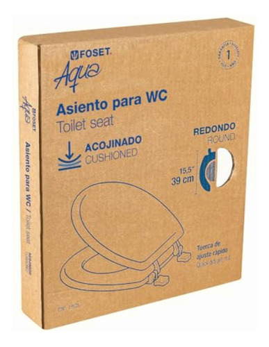 Foset Aqua Aawc-40b, Asiento Redondo Acojinado Para Wc