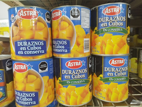 Durazno Cubos En Almíbar Marca Astra 2 Latas De 3kg C/u