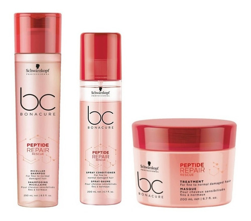 Kit Bonacure Repair Rescue Shampoo+tratamiento+acondicionado