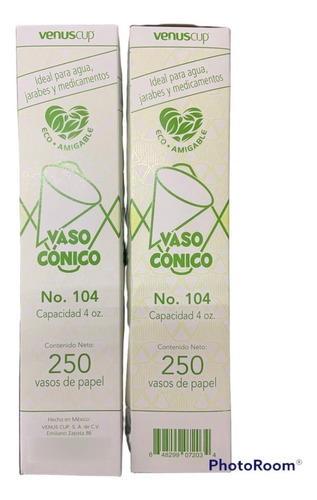 Cono De Papel Para Agua Con 250 Conos 2 Pack Marca Venus