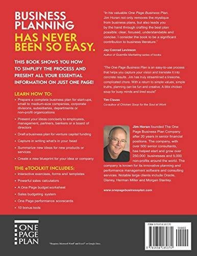The One Page Business Plan For The Creative Entrepreneur Th: The Fastest, Easiest Way To Write A Business Plan, De Horan, Jim., Vol. 1. Editorial Independently Published, Tapa Blanda En Inglés, 2020