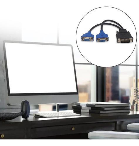 Cabo Adaptador Divisor Dms-59 Pin Para 2 Vga Reduzir A Perda