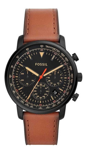Relógio Fossil Masculino Cronografo Fs5501/0pn Preto Couro