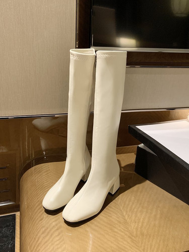 Botas Planas De Tacón Bloque Zapatos De Mujer De Goma