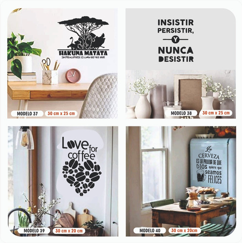 Imagen 10 de 10 de Vinilo Decorativo Frases Pared Vidrio Heladera Espejo Cocina