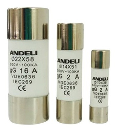 Fusible 10x38mm 2a 500v Ac Andeli (paq 10und)