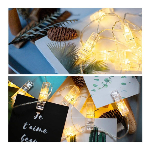 Imagen 5 de 6 de Led Photo Clip String Lights Battery Operated Fairy String L