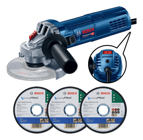 Esmerilhadeira Gws 9-125 S Controle De Velocidade Com Discos
