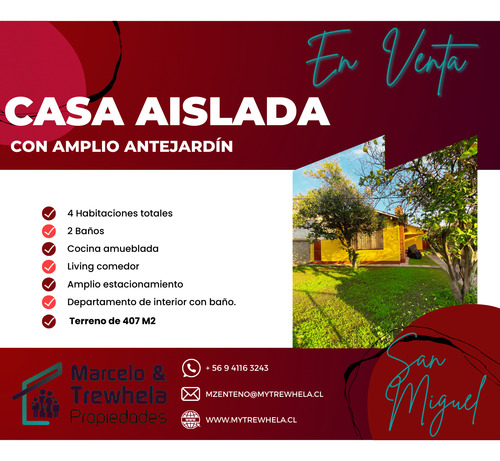 Vendo Casa 4d+2b, Comuna De La Cisterna. Codigo #1002