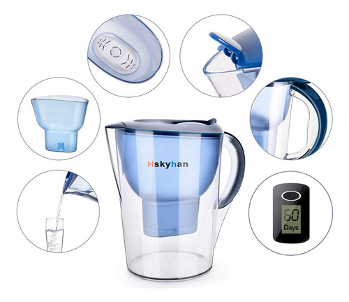 Jarra Filtro De Agua Alcalina 3 5 Litros Mejora Ph 2 Fi...