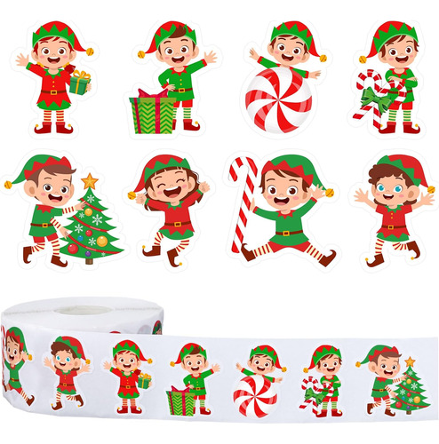 Anydesign 1000 Piezas Rollo De Pegatinas Navideñas 8 Diseños