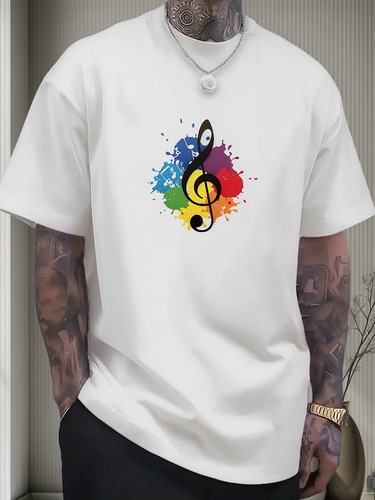Playera De Moda Estampada Hombre Manga Corta Naranja M