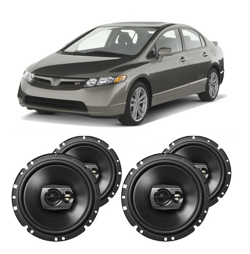 Falante Honda Civic 2006 A 2008 200w Rms Automotivo Kit