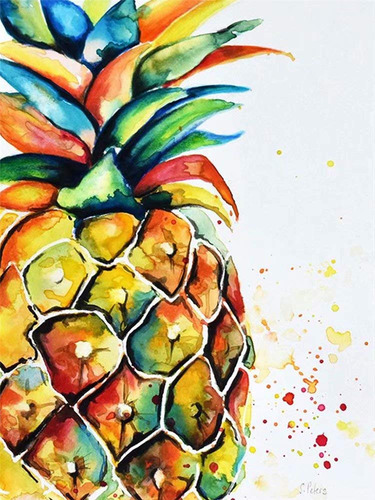 Kit Pintura Al Oleo Numero Piña Fruta Tropical 16.0 X 20.0