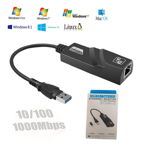 Tarjeta Adaptador Convertidor Lan Red Rj45 Usb 3.0,1000mbps