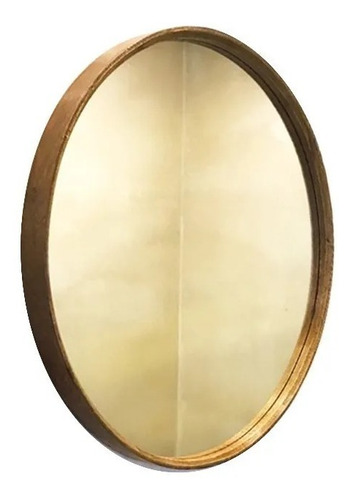 Espejo Redondo 50cm Circular Marco De Madera No Hierro Metal