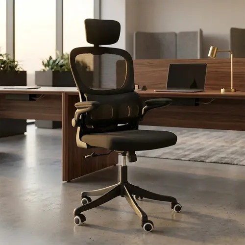 Cadeira Escritório Ergonomica Giratoria Executiva Yayo Preto Algodão
