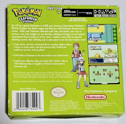 Pokemon Leaf Green Gba Game Fita Original Americano (Usado)