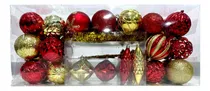 Comprar Set De Bolas Navideñas Rojas Y Doradas 45 Piezas Decorativas