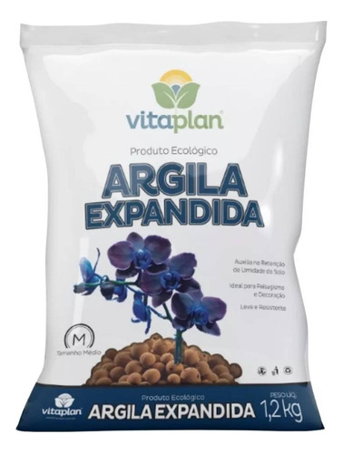 Argila Expandida Média Vitaplan Produto Ecológico 1,2 Kg