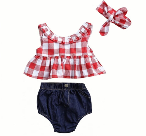 Roupa Bebe Menina Country Xadrez Blogueirinha Pronta Entr