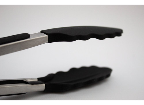 Set 3 Pinza Gastronomica 21/26/29 Cocina Punta Silicona Color Negro
