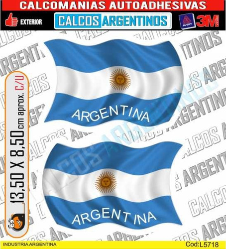 Stikers/calcomanias Vinilo De 1 Marca Bandera Argentina X2