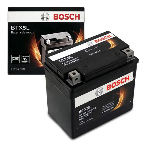 Bateria Moto Bosch 5ah 12v Btx5l-bs ( Ytx6l-bs )