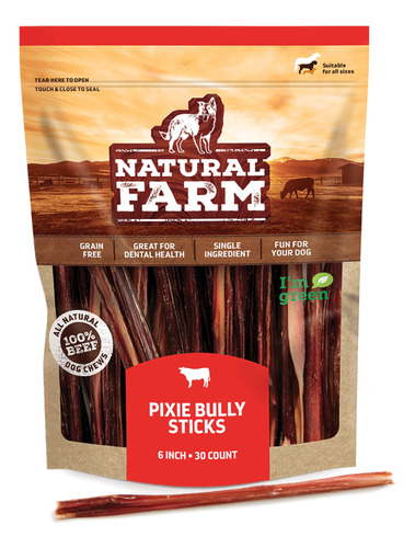 Natural Farm Bully Sticks (6 Pulgadas, Paquete De 30), Golos